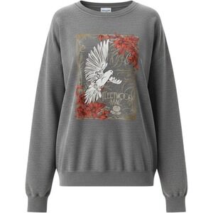 Fleetwood Mac Dove Graphic Sweatshirt Gray Red Floral Crewneck Pullover XXL